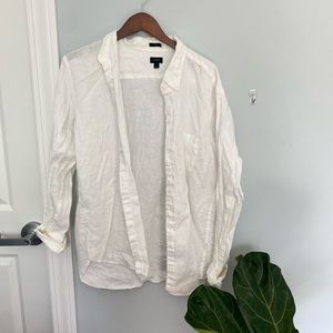 J. Crew 100% linen white button down shirt